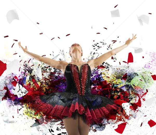 Spectaculos dansator prezinta artistic efecte femeie Imagine de stoc © alphaspirit