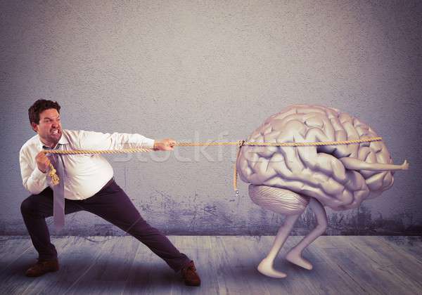 Hersenen drain man touw business zakenman Stockfoto © alphaspirit