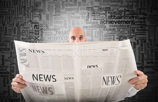 Stockfoto: Krant · man · lezing · nieuws · zakenman · communicatie