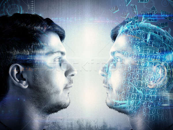 Digital identitate copiati om faţă Imagine de stoc © alphaspirit