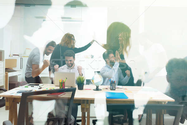 Handshaking business person in the office. concept of teamwork and business partnership. double expo Stock photo © alphaspirit