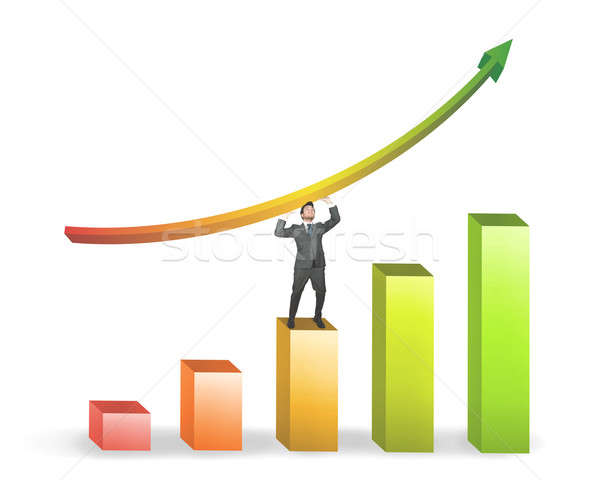 Business man and positive statistics Stock photo © alphaspirit