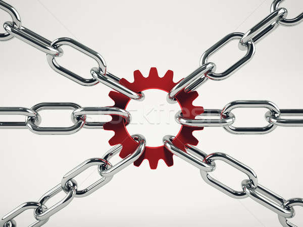 Cooperation business concept with chains. mixed media Stock photo © alphaspirit