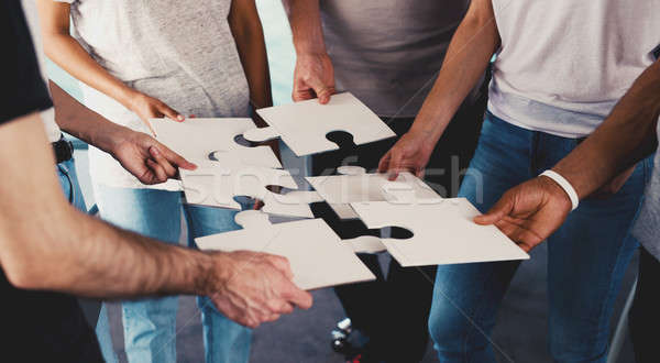 Team of businessmen work together for one goal. Concept of unity and partnership Stock photo © alphaspirit