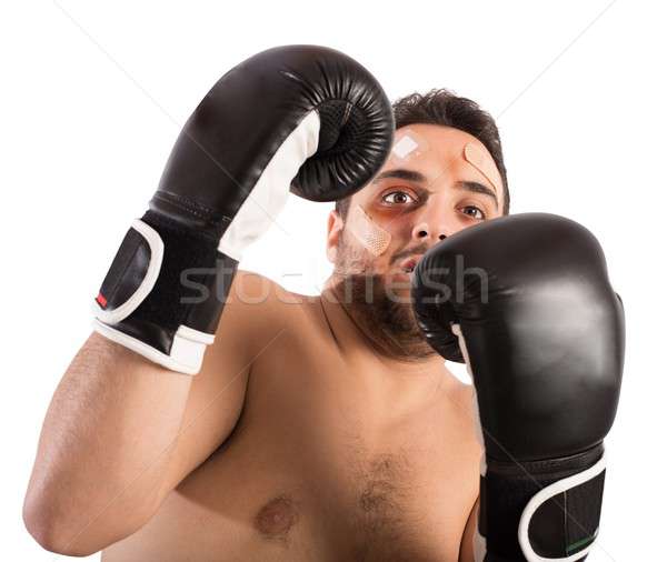 Erschrocken Boxer Mann Kampf Angst Boxen Stock foto © alphaspirit