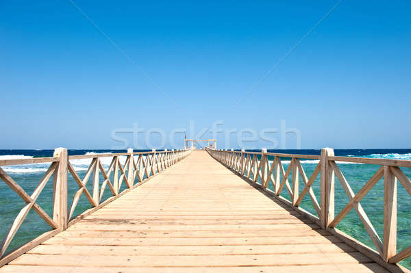 Holz Brücke Meer Ägypten Ausflug Himmel Stock foto © alphaspirit