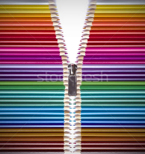 Open creativiteit gekleurd potloden hout potlood Stockfoto © alphaspirit