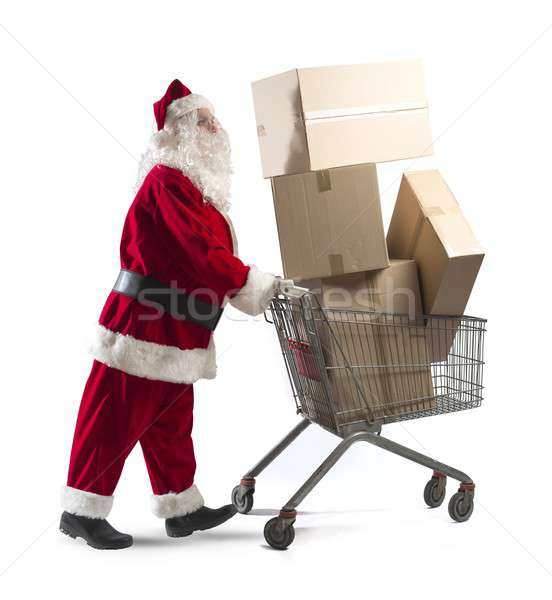 Santa Claus with shopping cart Stock photo © alphaspirit