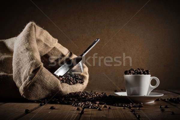 Background of cup of coffee beans Stock photo © alphaspirit