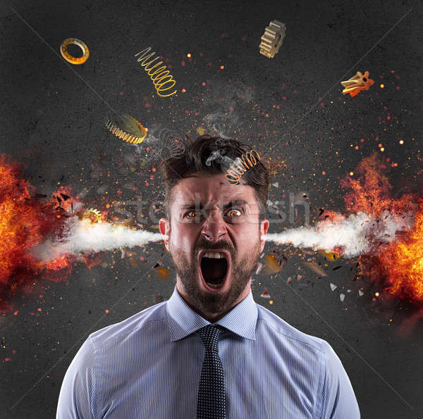 Head explosion of a businessman. concept of stress due to overwork Stock photo © alphaspirit