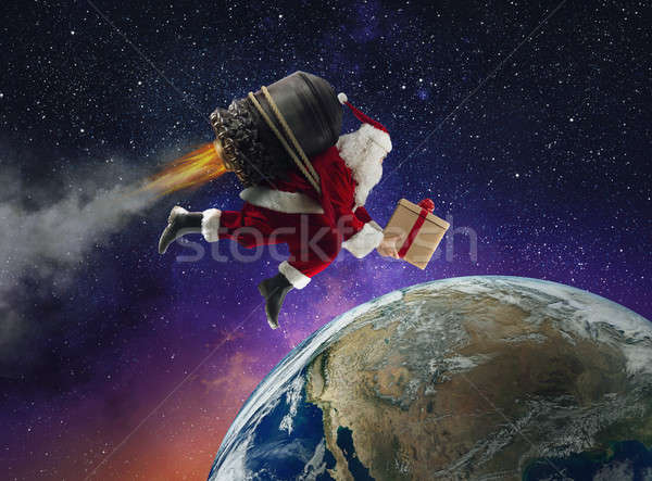 Entrega Navidad regalos papá noel caja de regalo misil Foto stock © alphaspirit