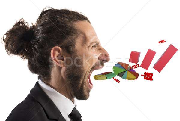 Económico colapso empresario gritando fuera boca Foto stock © alphaspirit