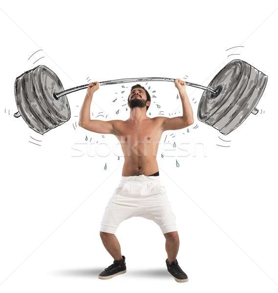 [[stock_photo]]: Maladroit · athlète · garçon · lourd · homme · sport