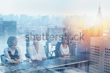 Business team with gears system. Teamwork, partnership and integration concept with network effect.  Stock photo © alphaspirit