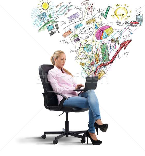 Businesswoman analyzing profits Stock photo © alphaspirit