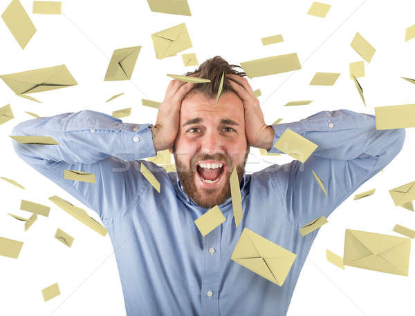 Spam Mann unter E-Mail Geschäftsmann schreien Stock foto © alphaspirit