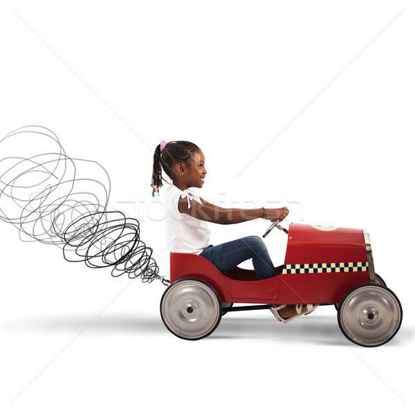 Little girl drive car Stock photo © alphaspirit
