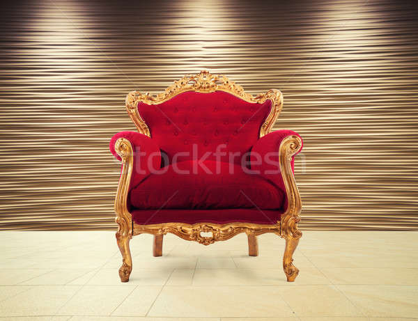 Stock photo: Red and gold luxury armchair. concept of success and glory