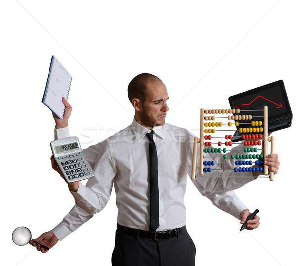 Criza afaceri calculator muncă sticlă om de afaceri Imagine de stoc © alphaspirit