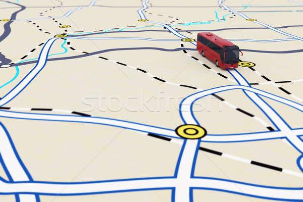 3D trasporto itinerario bus mappa Foto d'archivio © alphaspirit