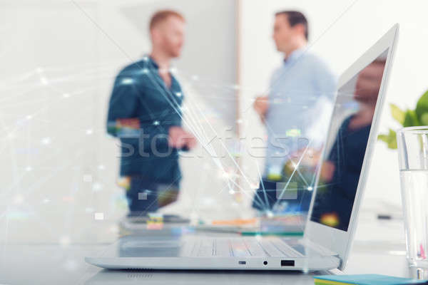 Businessman in office connected on internet network. concept of startup company Stock photo © alphaspirit