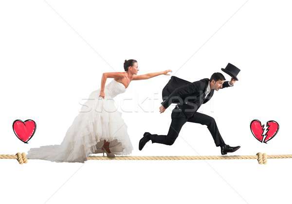 Színpad megbukott házasság férj feleség kötél Stock fotó © alphaspirit