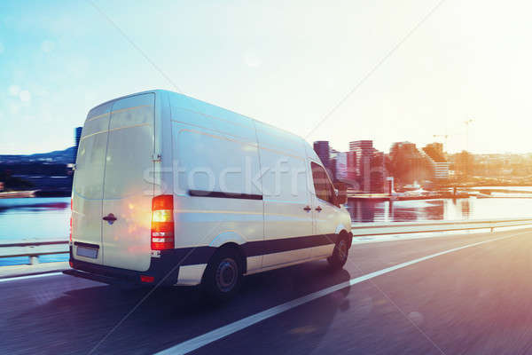 Van run fast on the highway to deliver. 3D Rendering Stock photo © alphaspirit