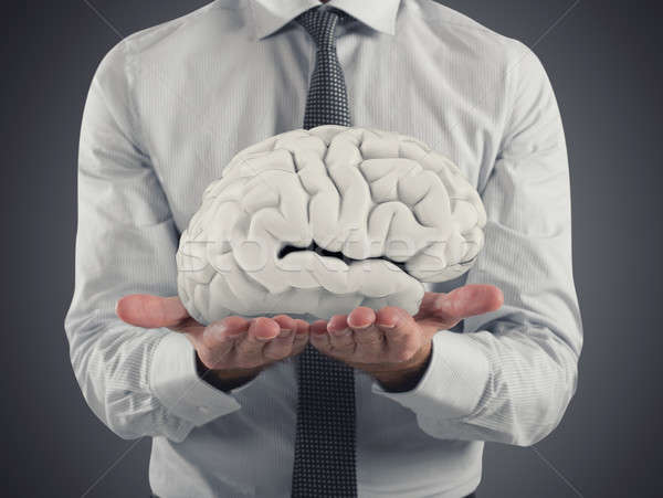 Człowiek mózgu ręce 3D Zdjęcia stock © alphaspirit