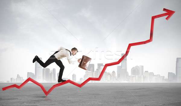 Businessman rises statistics Stock photo © alphaspirit