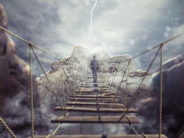 3D renderelt kép instabil híd férfi üzlet Stock fotó © alphaspirit