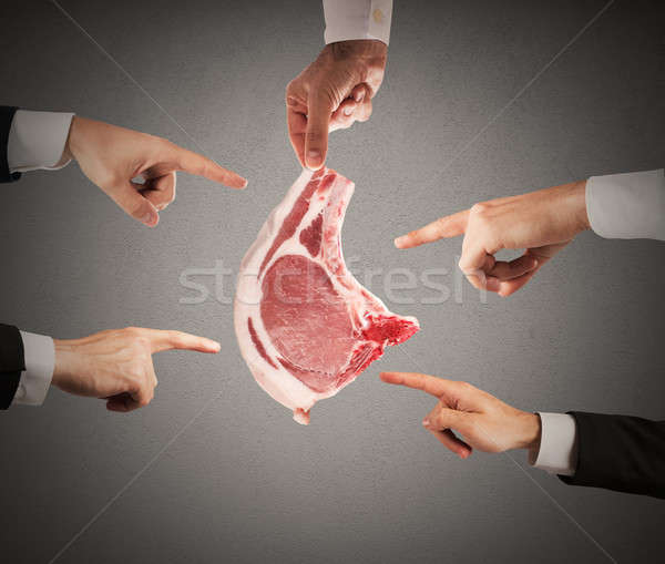 Negatív ítélet hús férfi tart szelet Stock fotó © alphaspirit