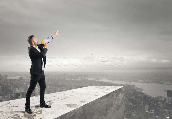 Stock photo: Authoritarian announcement to the megaphone