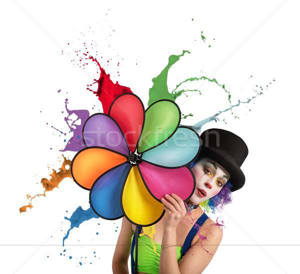 Clown with rainbow helix Stock photo © alphaspirit