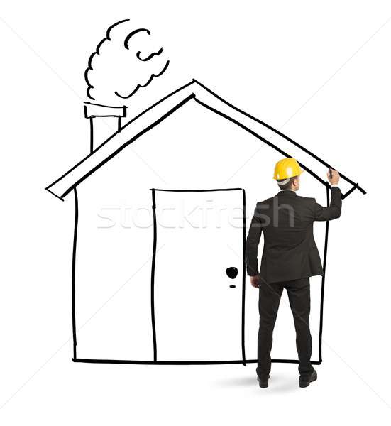 Architect drawing home Stock photo © alphaspirit