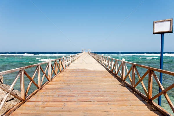Holz Brücke Meer Ägypten Ausflug Himmel Stock foto © alphaspirit