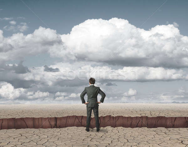 Stock fotó: üzletember · gond · természet · felhő · gondolkodik · föld