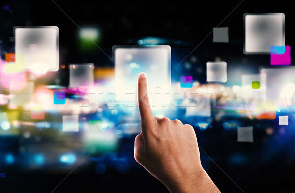 Transmisión Screen tecnología futurista pantalla táctil pantalla Foto stock © alphaspirit