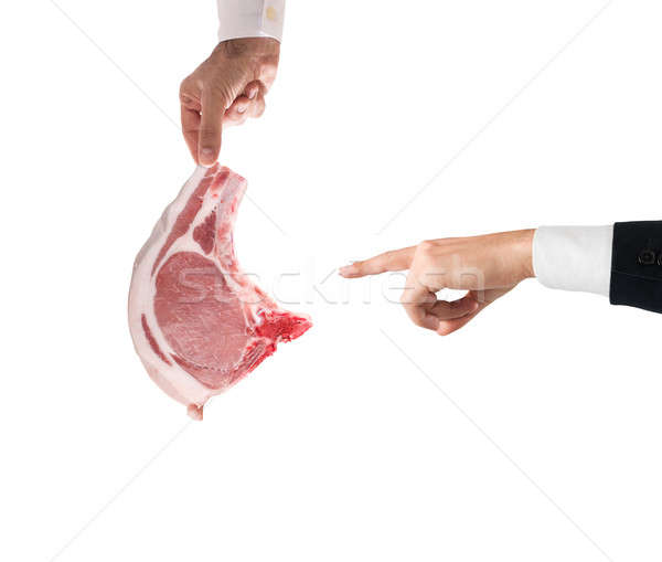 Negatywne wyrok mięsa człowiek plaster Zdjęcia stock © alphaspirit