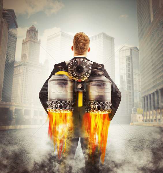 Imprenditore volare pronto via business fuoco Foto d'archivio © alphaspirit