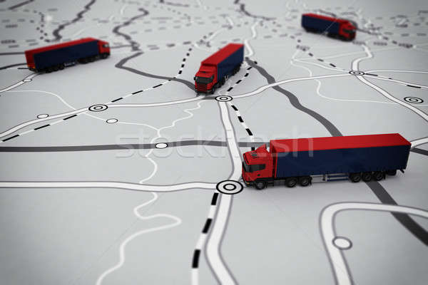 3D trasporto itinerario mappa strada Foto d'archivio © alphaspirit