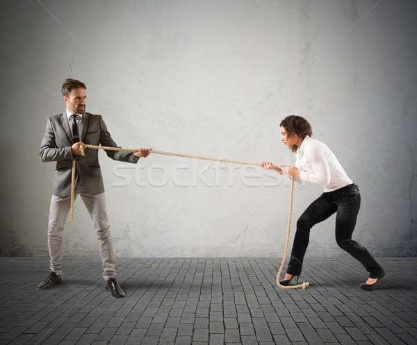 Rivalizálás üzlet üzletember húz kötél nő Stock fotó © alphaspirit