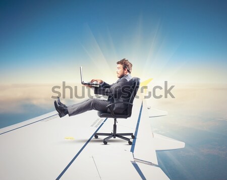Cartón misil creativa hombre volar empresario Foto stock © alphaspirit