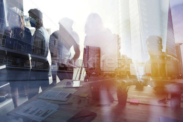 Group of business partner looking for the future. Concept of corporate and startup Stock photo © alphaspirit