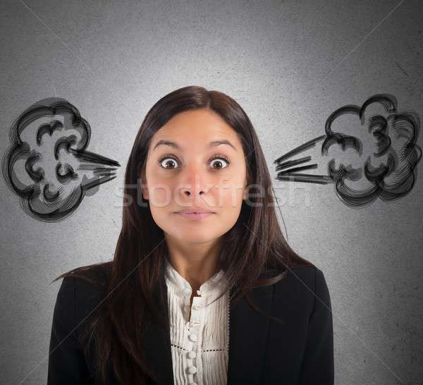 Businesswoman brain in smoke Stock photo © alphaspirit