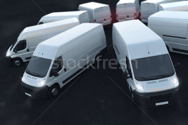 3D renderelt kép teherautó flotta fehér teherautók Stock fotó © alphaspirit
