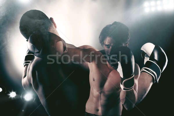 Foto stock: Boxeador · competição · oponente · esportes · fitness · energia