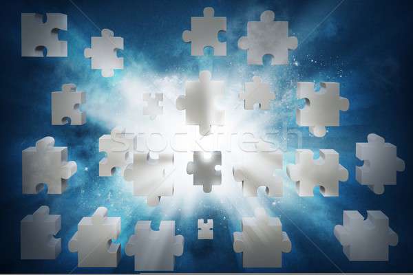 Puzzle connexion association intégration affaires bleu [[stock_photo]] © alphaspirit
