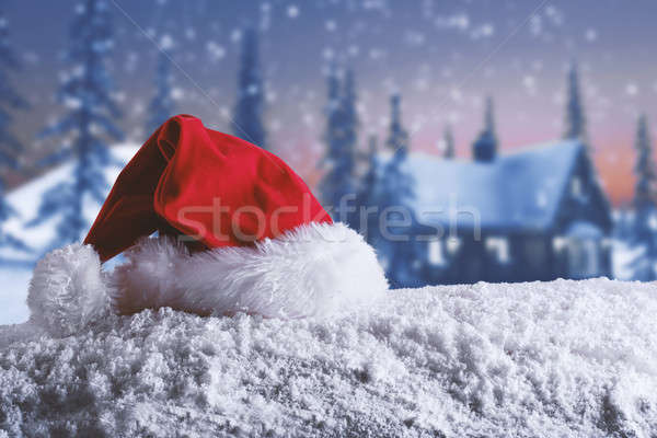 Hat веселый рождество красный бархат Сток-фото © alphaspirit