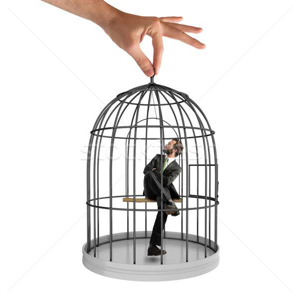 Caged  businessman Stock photo © alphaspirit