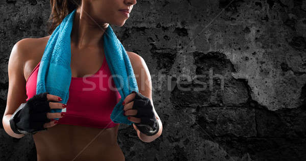 Fille gymnase prêt commencer fitness leçon [[stock_photo]] © alphaspirit